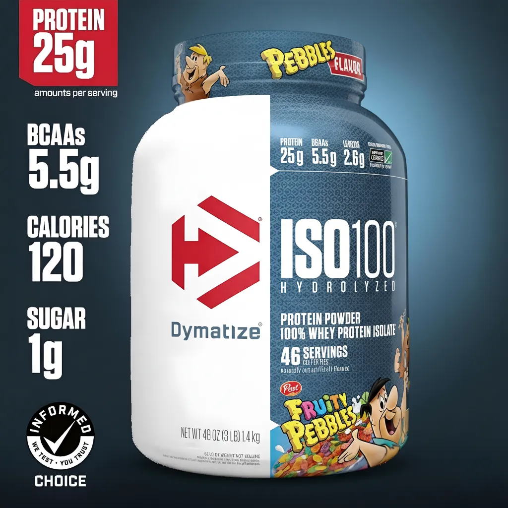 Proteína Dymatize Iso100 Hidrolizada Whey Isolatada 100% 3 lbs Sabor Fruity Pebbles.