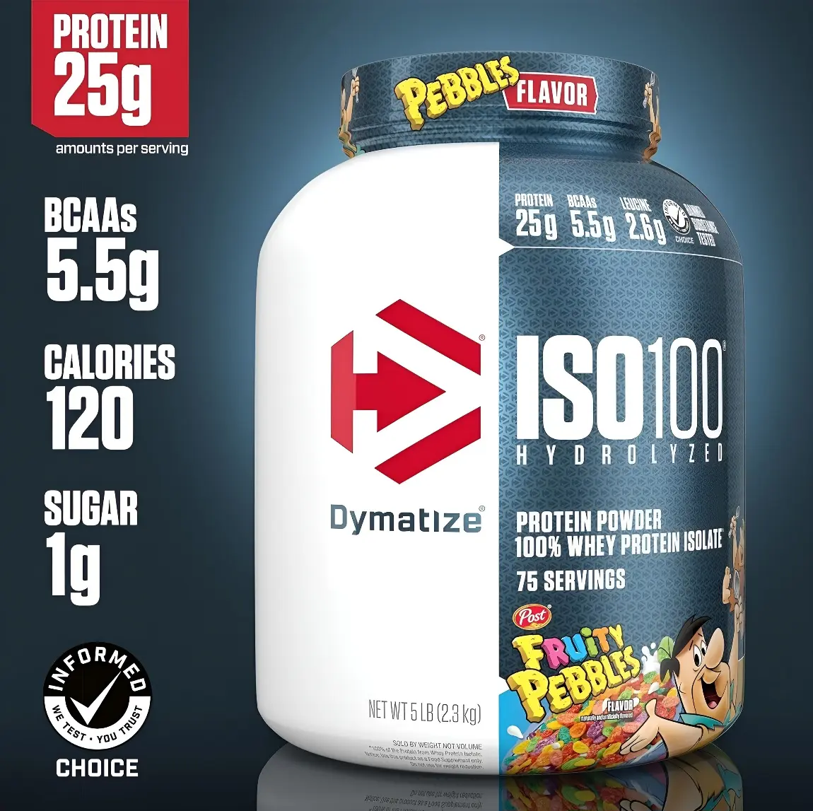 Proteína Dymatize Iso100 Hidrolizada Whey Isolatada 100% 5 lbs Sabor Fruity Pebbles.