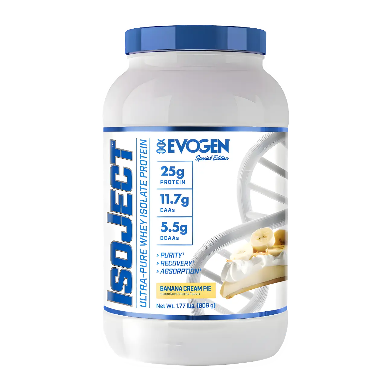 Proteína Evogen IsoJect Whey Isolatada Ultra-Pura 1.77 lbs Sabor Banana Cream Pie.