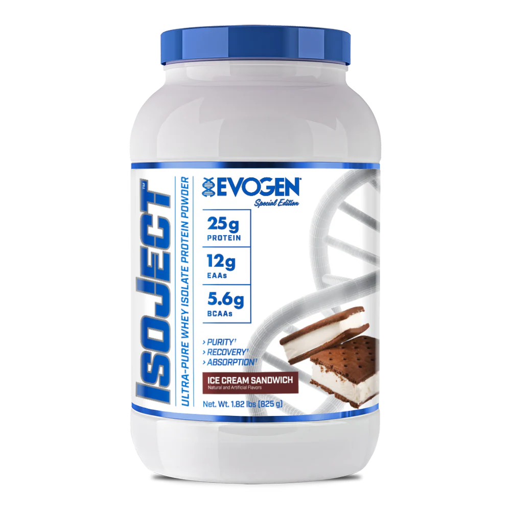 Proteína Evogen IsoJect Whey Isolatada Ultra-Pura 1.89 lbs Sabor Ice Cream Sandwich.