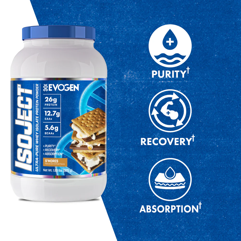 Proteína Evogen IsoJect Whey Isolatada Ultra-Pura 2 lbs Sabor S'mores.