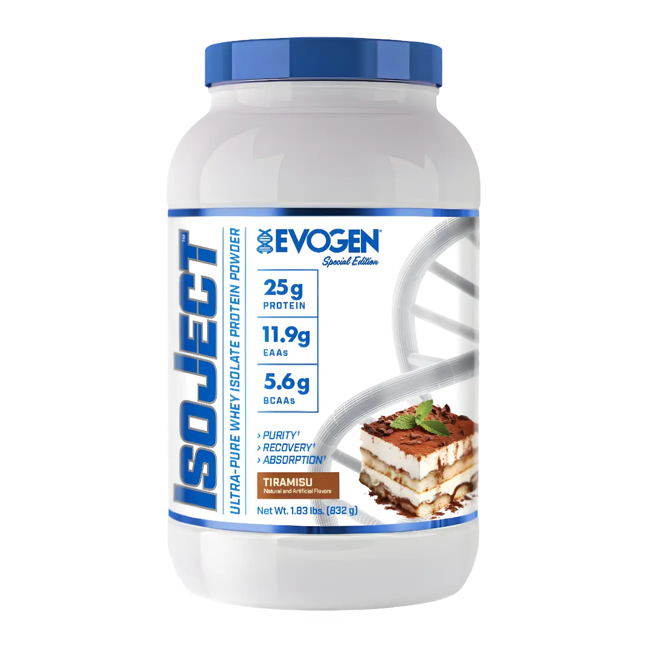 Proteína Evogen IsoJect Whey Isolatada Ultra-Pura 1.83 lbs Sabor Tiramisu.