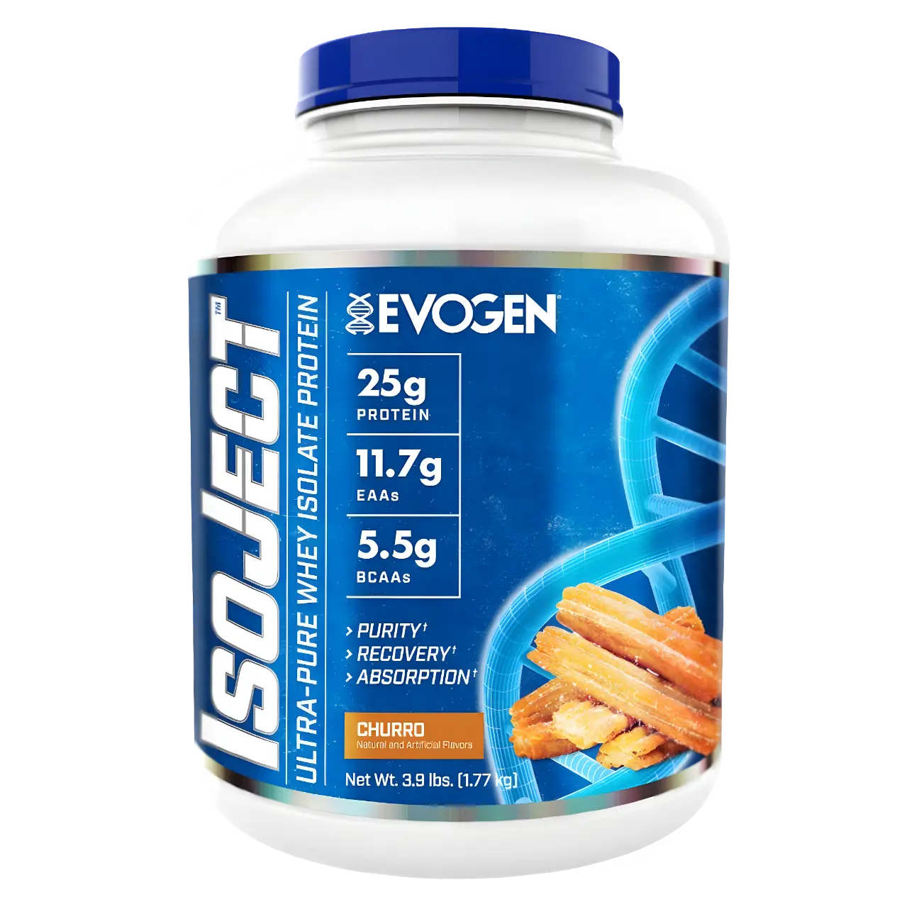 Proteína Evogen IsoJect Whey Isolatada Ultra-Pura 3.9 lbs Sabor Churro.
