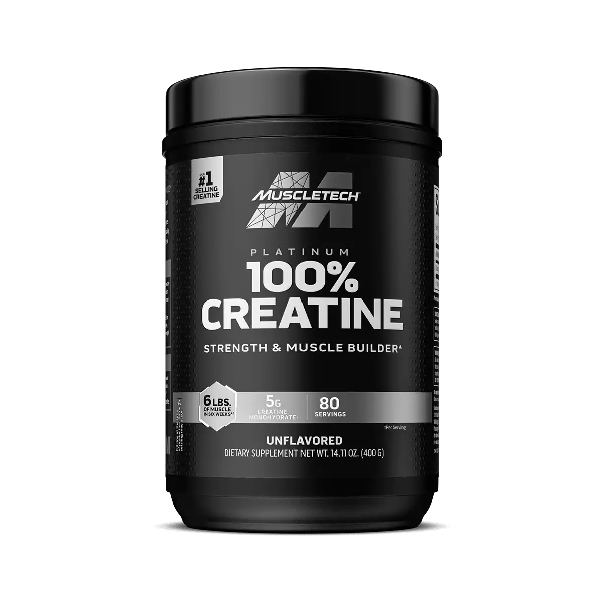 Creatina 100% Muscletech Platinum 80 Servicios 400g Sin Sabor.
