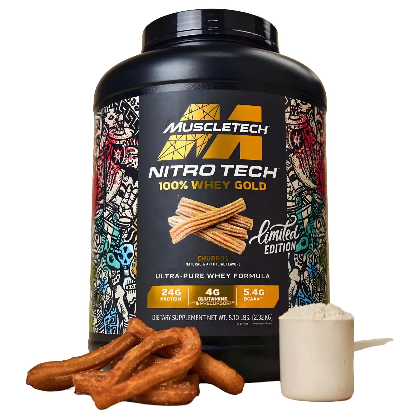 Proteína Muscletech Nitro Tech 100% Whey Gold 5.10 lbs Sabor Churros.