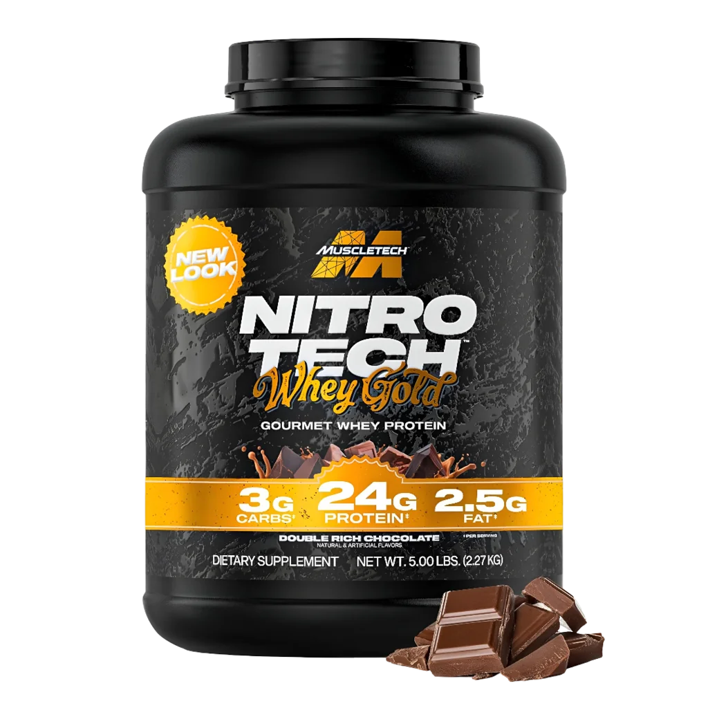 Proteína Muscletech Nitro Tech 100% Whey Gold 5.00 lbs Sabor Double Rich Chocolate.