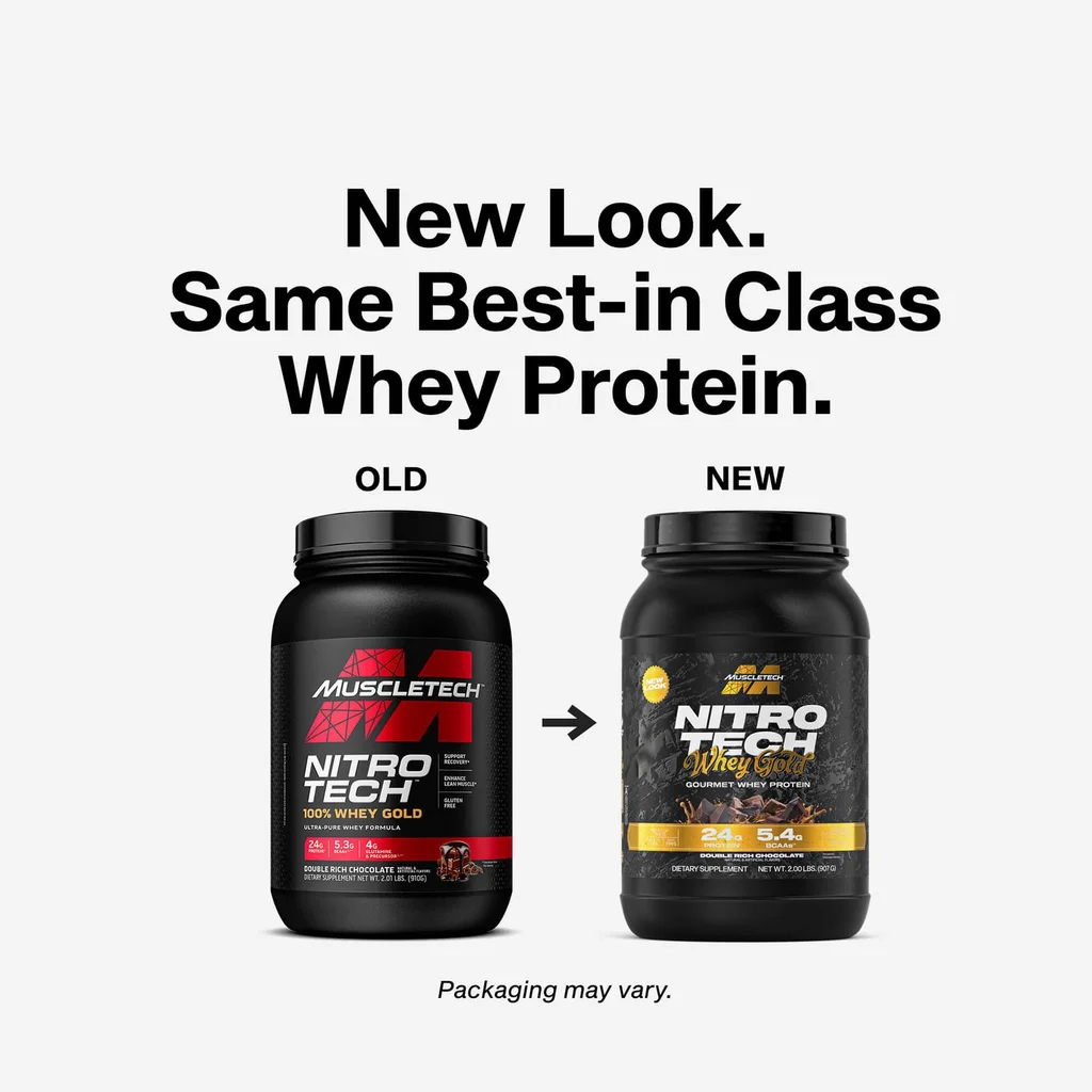 Proteína Muscletech Nitro Tech 100% Whey Gold 5.00 lbs Sabor Double Rich Chocolate.
