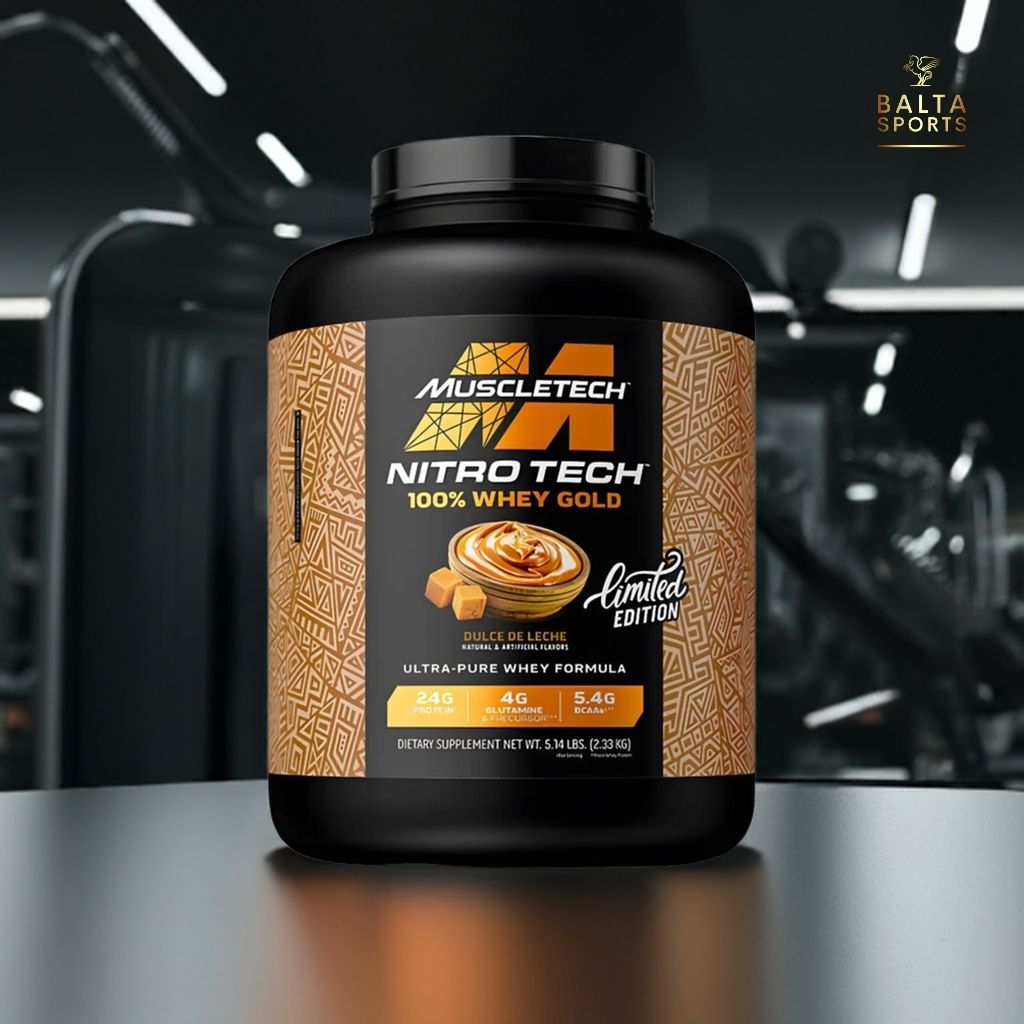 Proteína Muscletech Nitro Tech 100% Whey Gold 5.14 lbs Sabor Dulce de Leche.