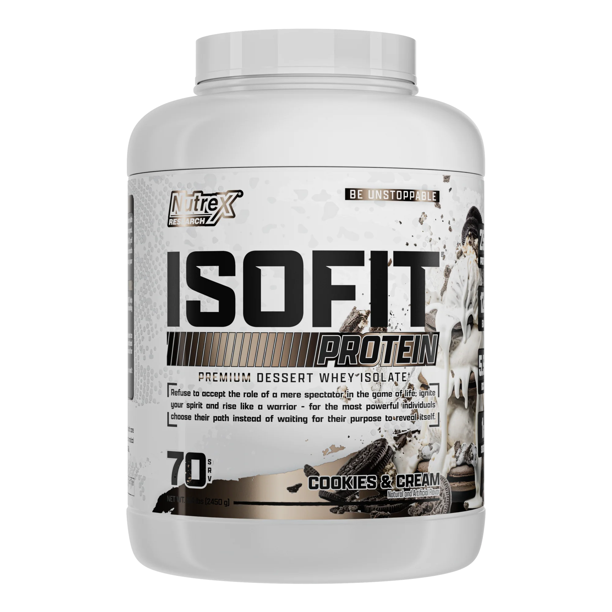 Proteína Nutrex IsoFit Isolatada Premium 5.4 lbs Sabor Cookies and Cream.