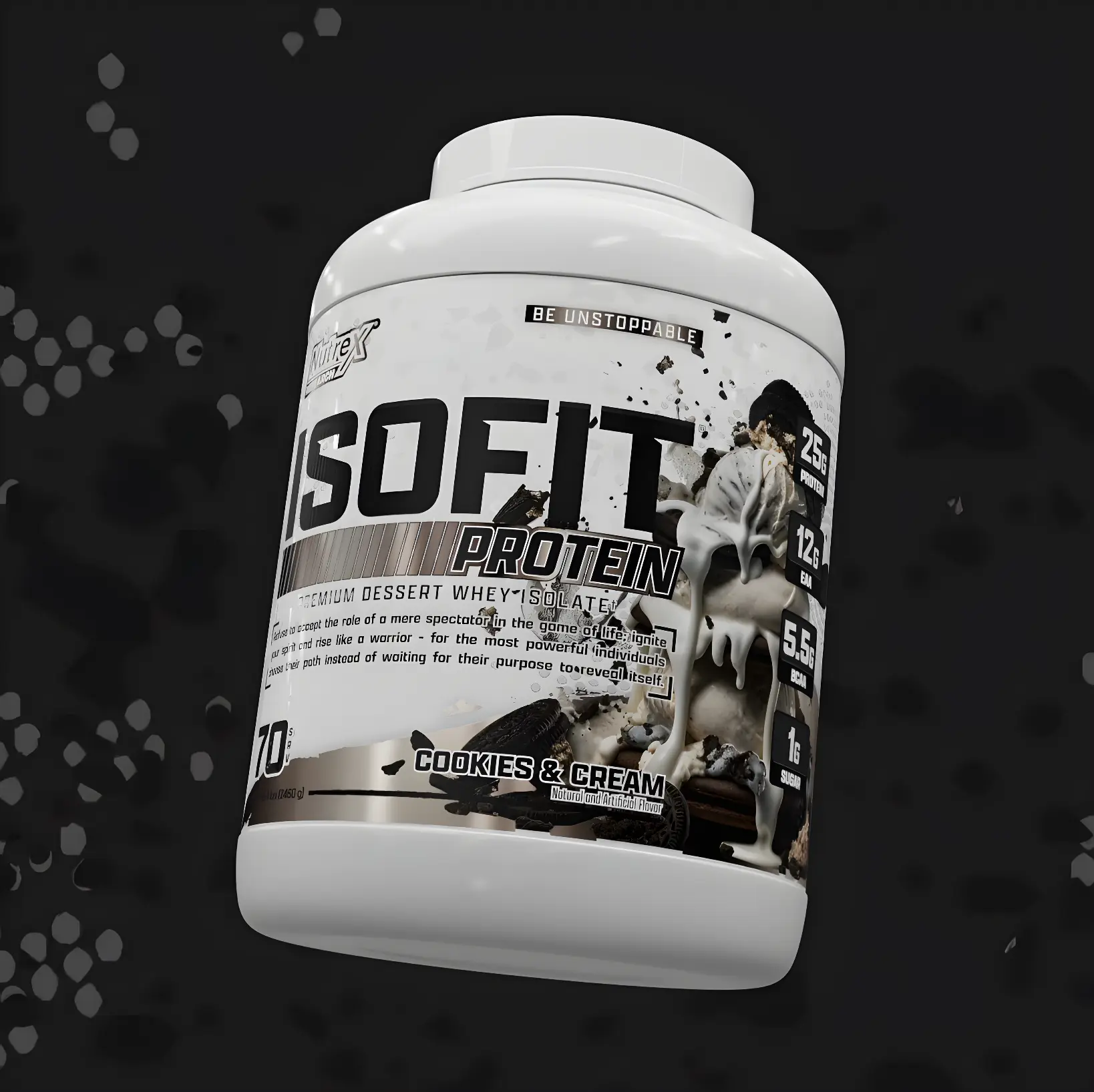 Proteína Nutrex IsoFit Isolatada Premium 5.4 lbs Sabor Cookies and Cream.