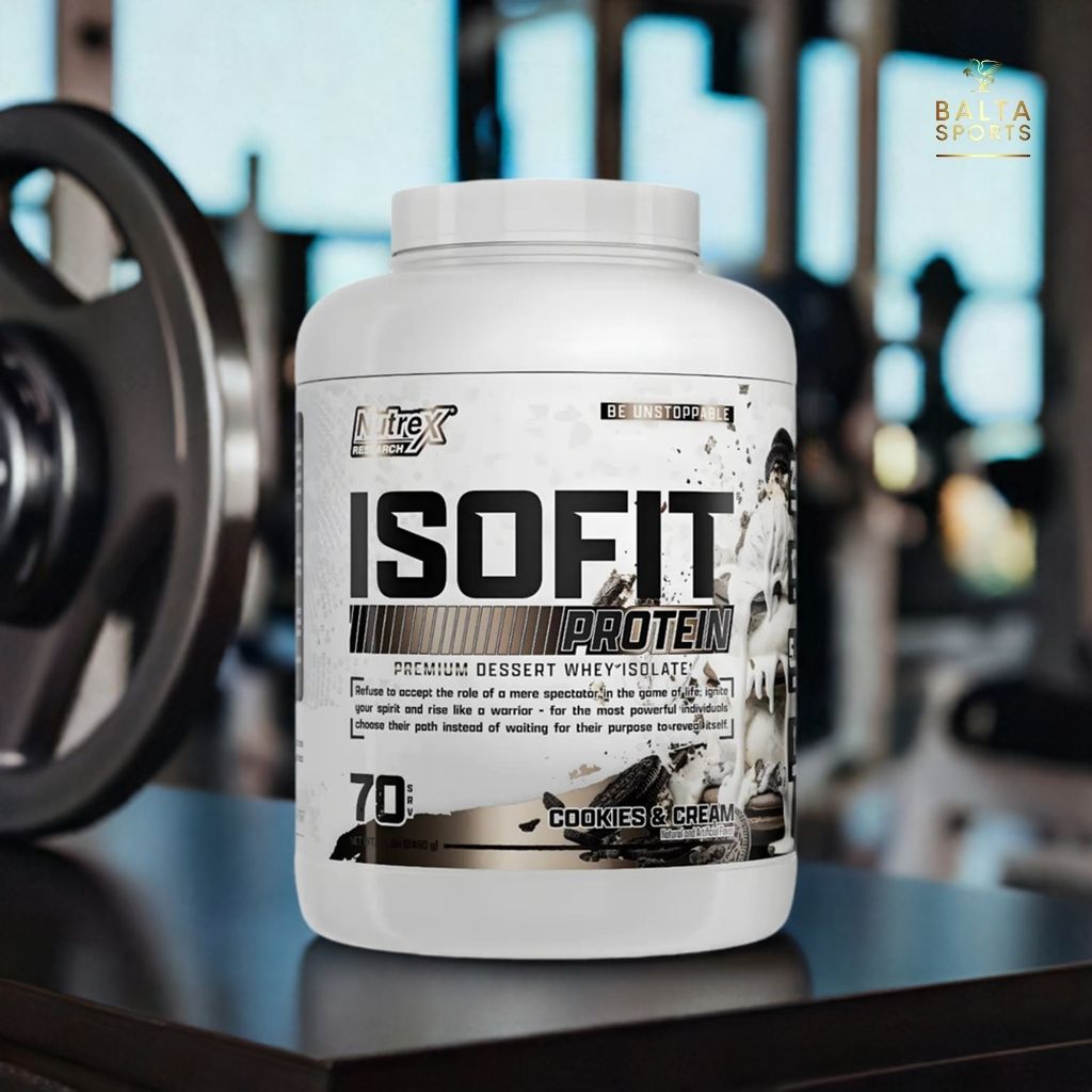 Proteína Nutrex IsoFit Isolatada Premium 5.4 lbs Sabor Cookies and Cream.