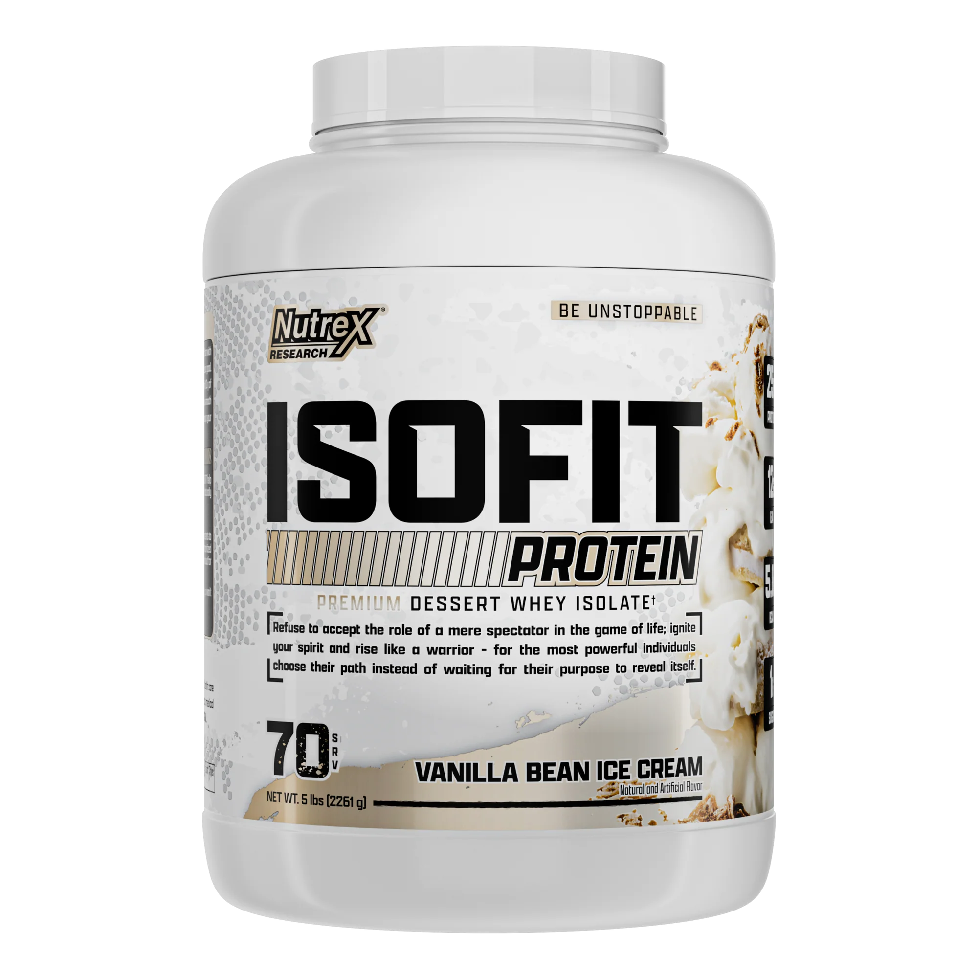 Proteína Nutrex IsoFit Isolatada Premium 5 lbs Sabor Vanilla Bean Ice Cream.