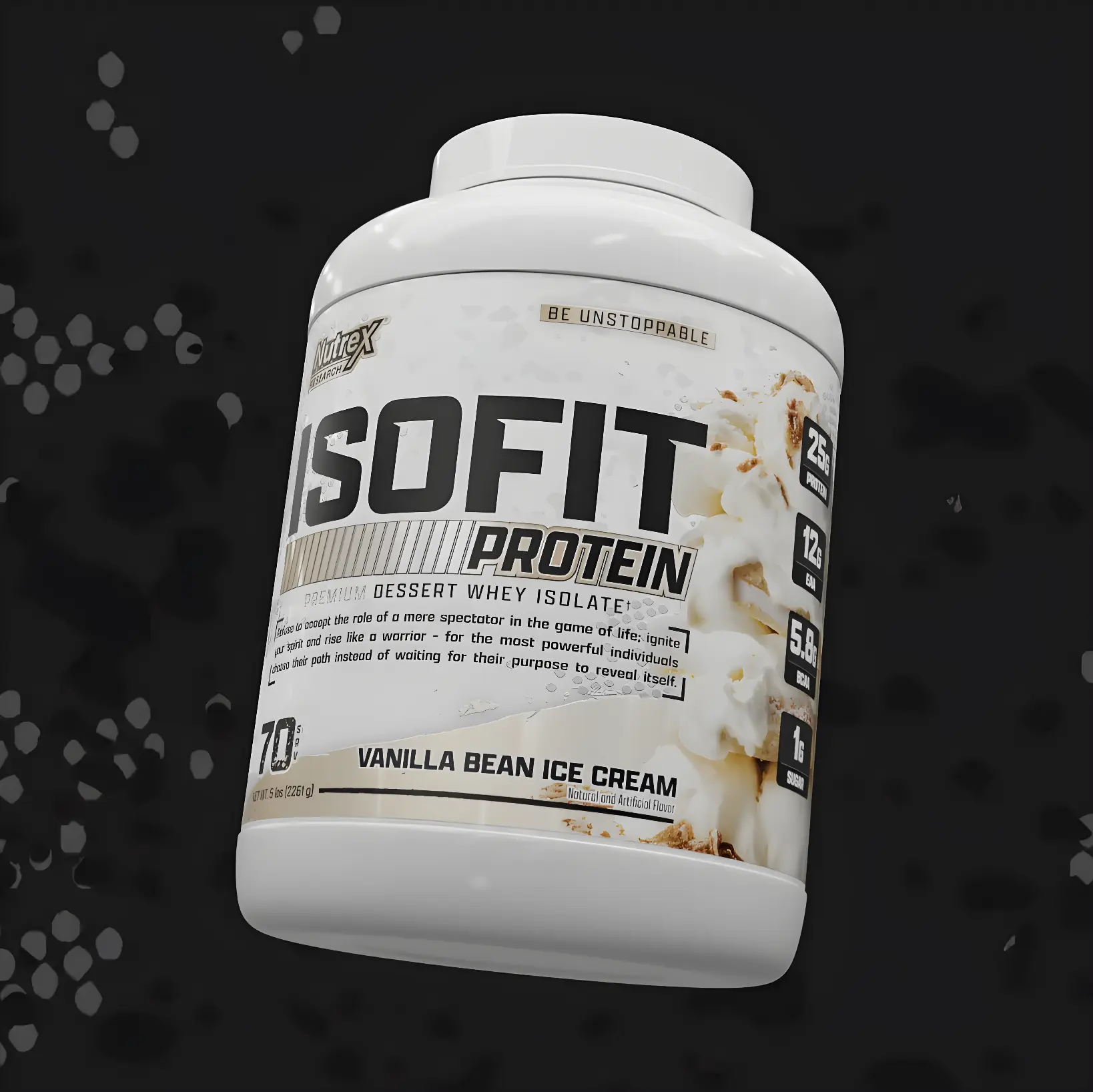 Proteína Nutrex IsoFit Isolatada Premium 5 lbs Sabor Vanilla Bean Ice Cream.