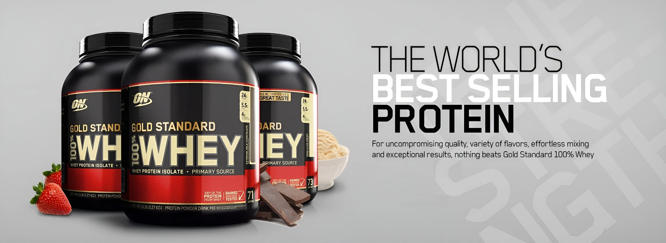 Optimum Nutrition, Gold Standard 100% Whey Protein.