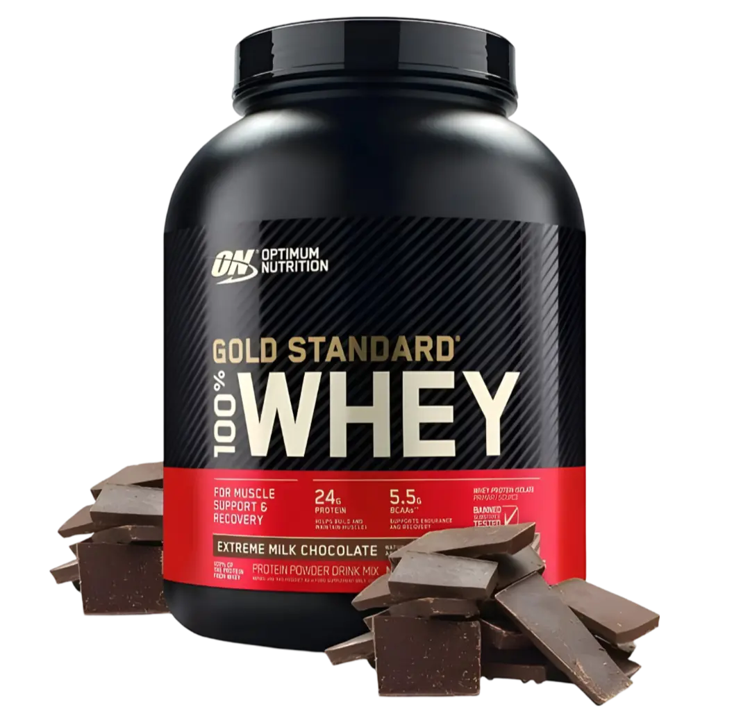 Proteína Optimum Nutrition Gold Standard 100% Whey 5 lbs Sabor Extreme Milk Chocolate.
