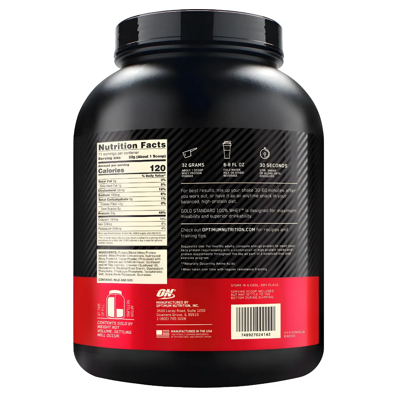 Proteína Optimum Nutrition Gold Standard 100% Whey 5 lbs Sabor Extreme Milk Chocolate.