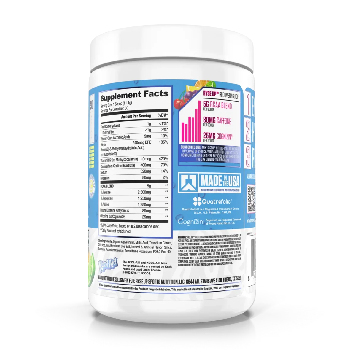 BCAA Ryse Focus Kool Aid 30 Servicios 333g Sabor Tropical Punch.