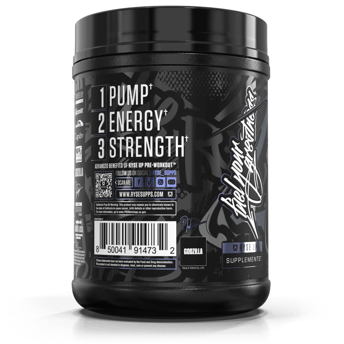 Pre Entreno Ryse Godzilla 40 Servicios 772g Sabor Blue Raspberry.