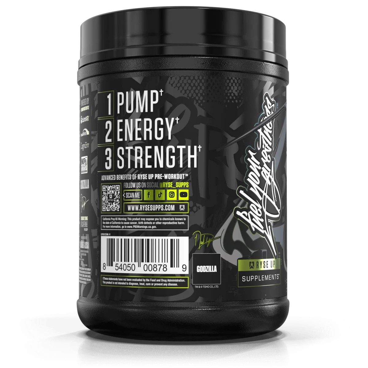 Pre Entreno Ryse Godzilla 40 Servicios 768g Sabor Monsterberry Lime.
