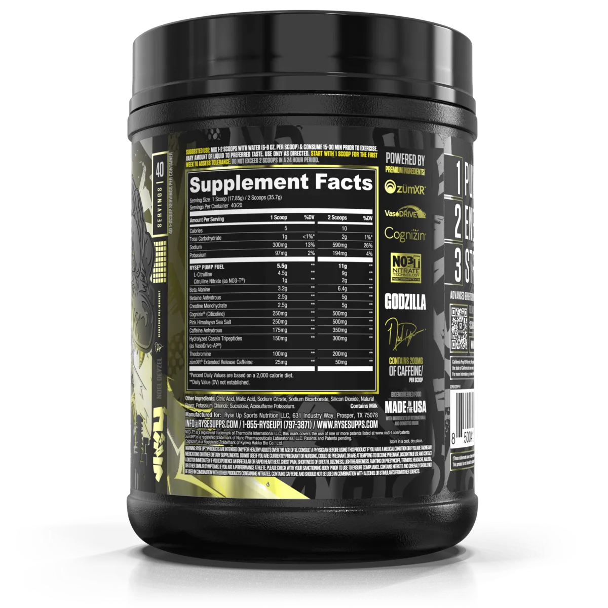 Pre Entreno Ryse Godzilla 40 Servicios 714g Sabor Passion Pineapple.