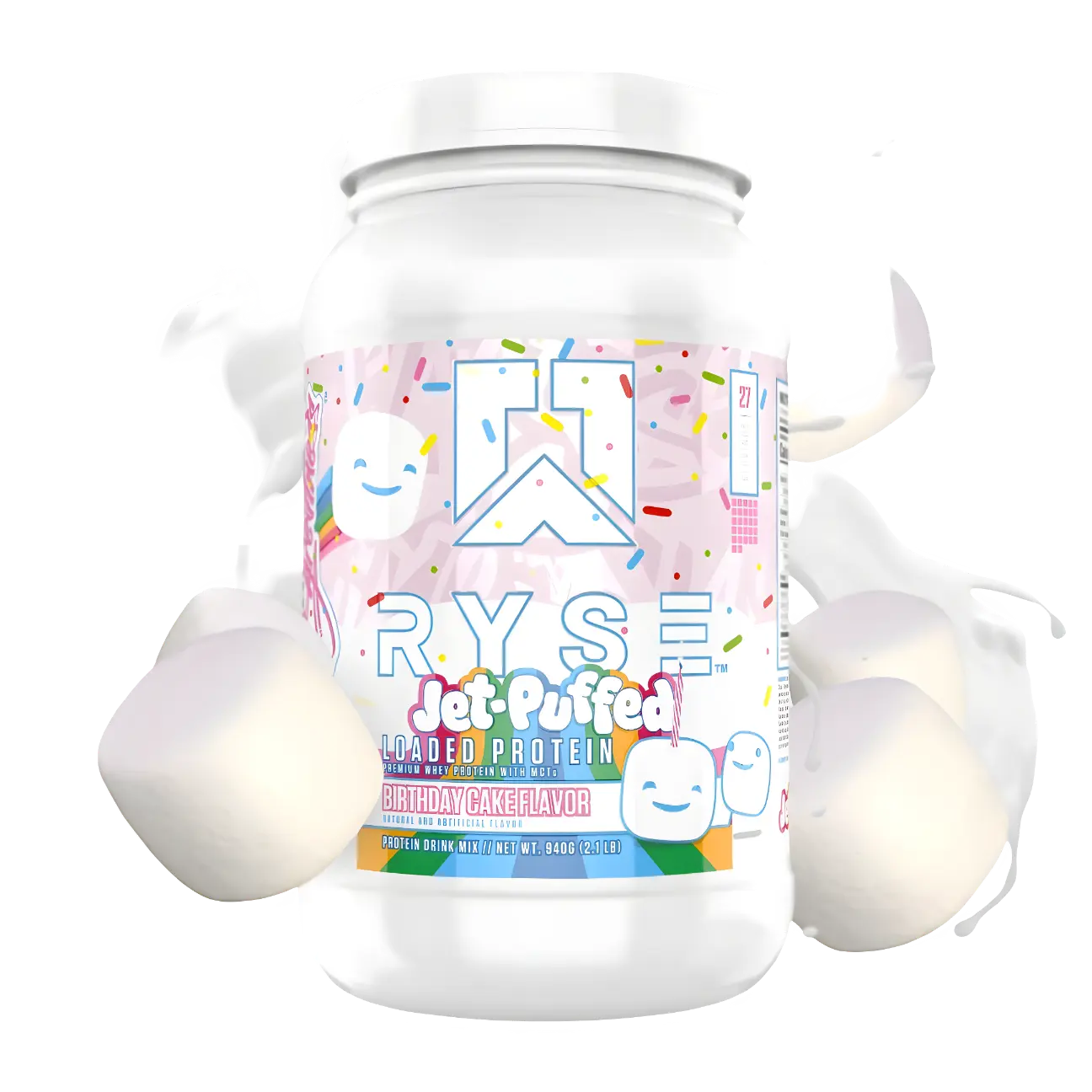 Proteína Ryse Whey Premium con MCT's 2.1 lbs Sabor Jet-Puffed™ Birthday Cake.