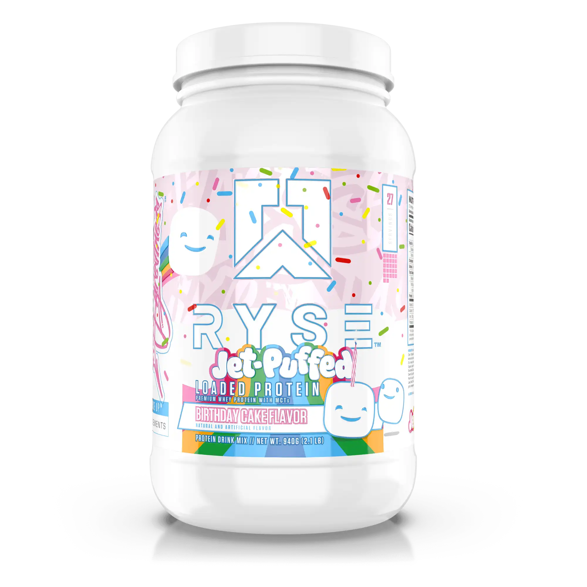 Proteína Ryse Whey Premium con MCT's 2.1 lbs Sabor Jet-Puffed™ Birthday Cake.