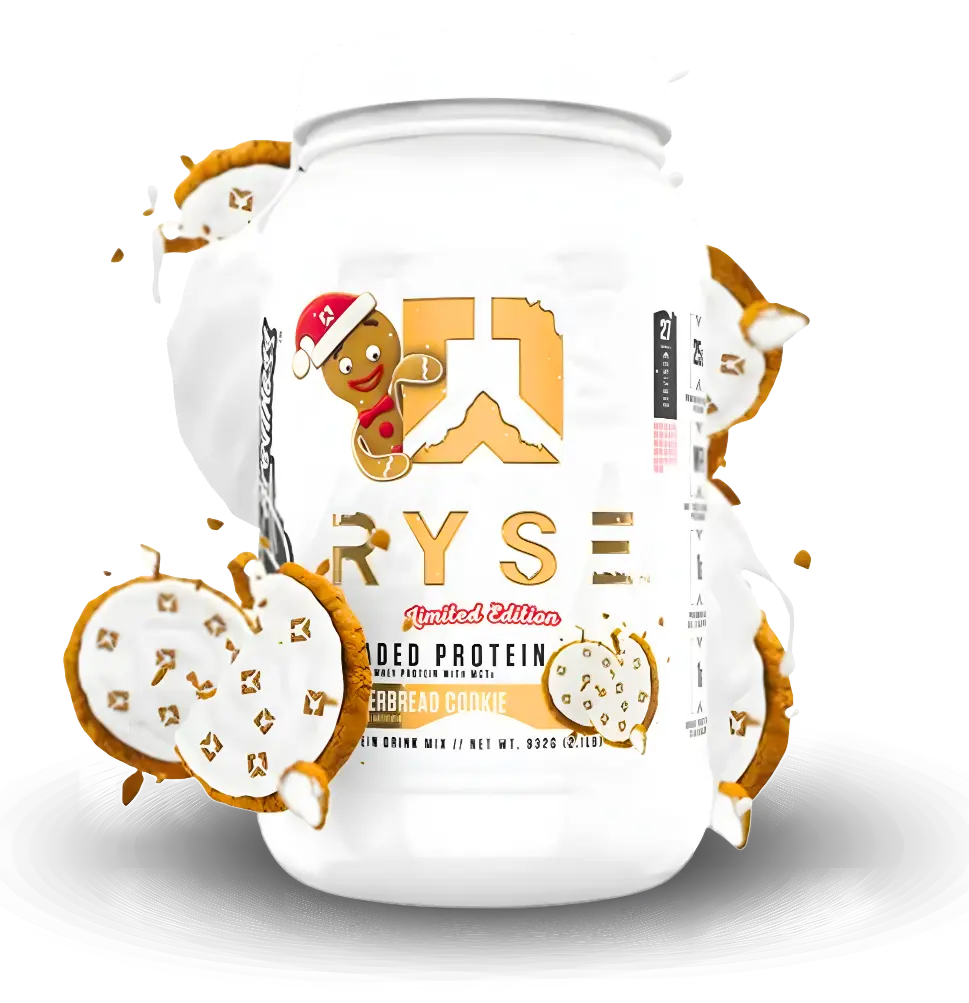 Proteína Ryse Whey Premium con MCT's 2.1 lbs Sabor Gingerbread Cookie.