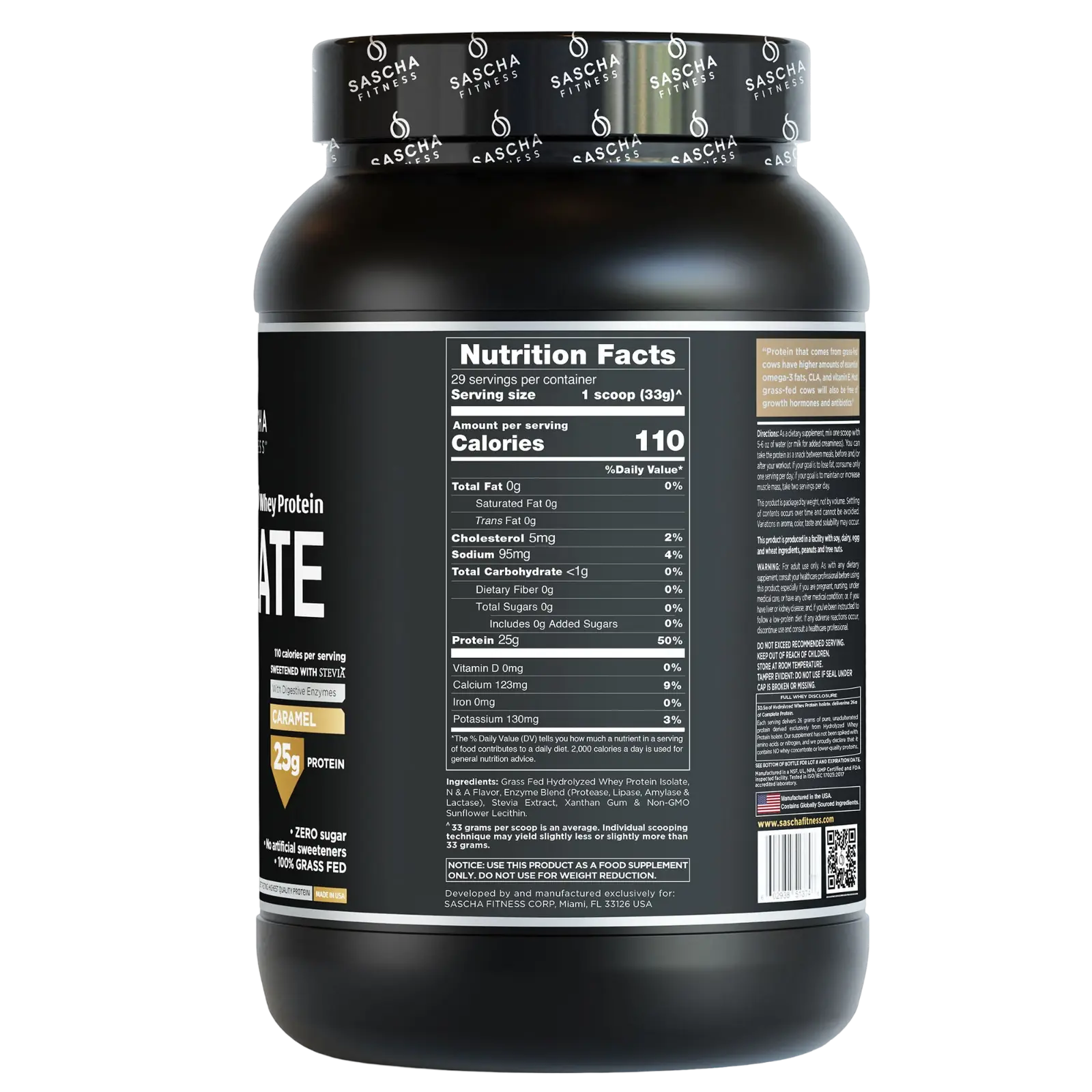 Proteína Sascha Fitness Whey Hidrolizada Isolatada 2 lbs Sabor Caramel