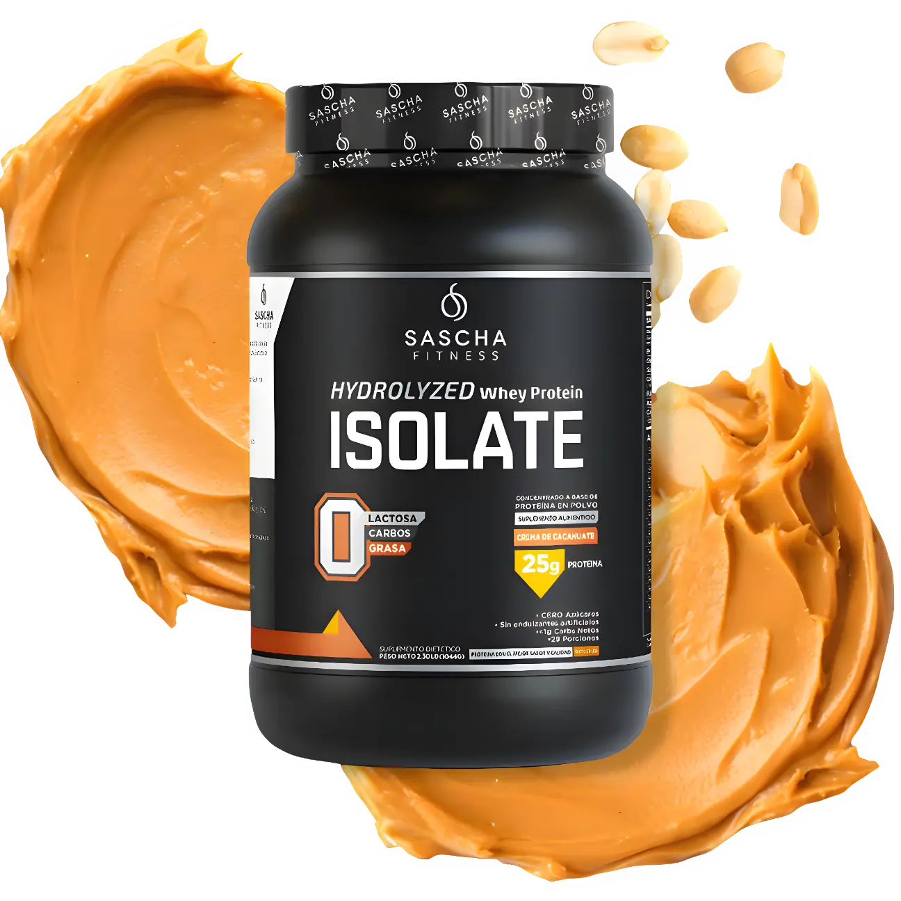 Proteína Sascha Fitness Whey Hidrolizada Isolatada 2 lbs Sabor Peanut Butter