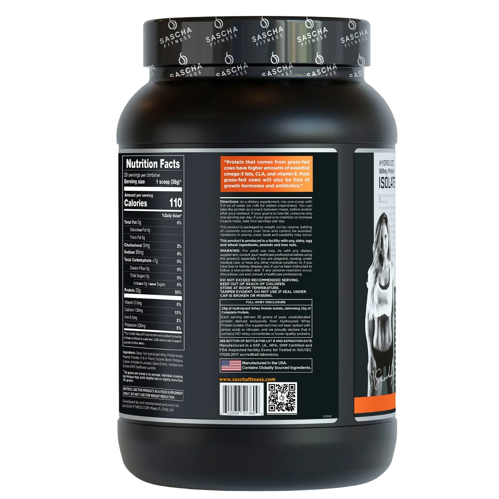 Proteína Sascha Fitness Whey Hidrolizada Isolatada 2 lbs Sabor Peanut Butter