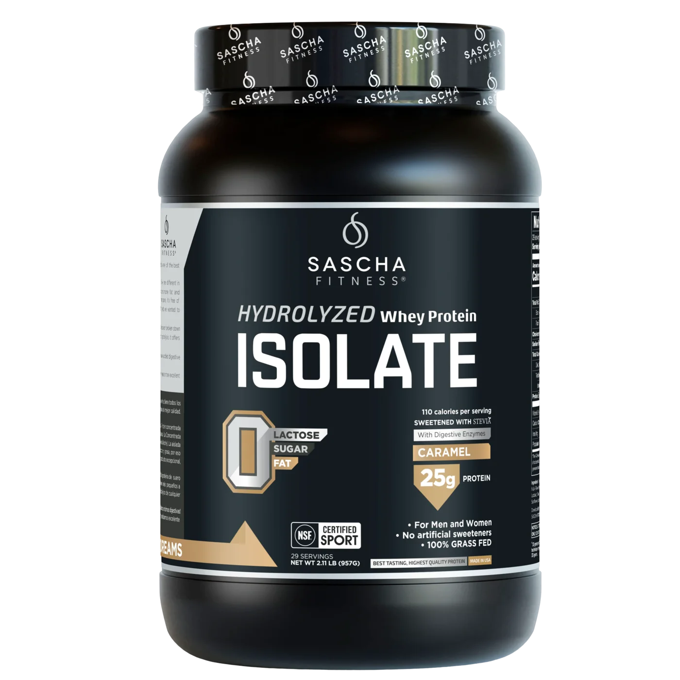 Proteína Sascha Fitness Whey Hidrolizada Isolatada 2 lbs Sabor Caramel