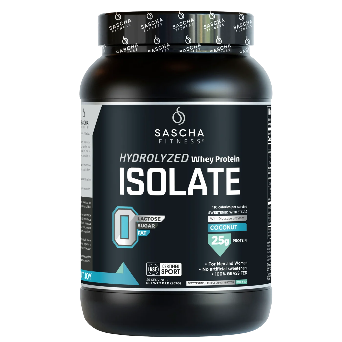 Proteína Sascha Fitness Whey Hidrolizada Isolatada 2 lbs Sabor Coconut