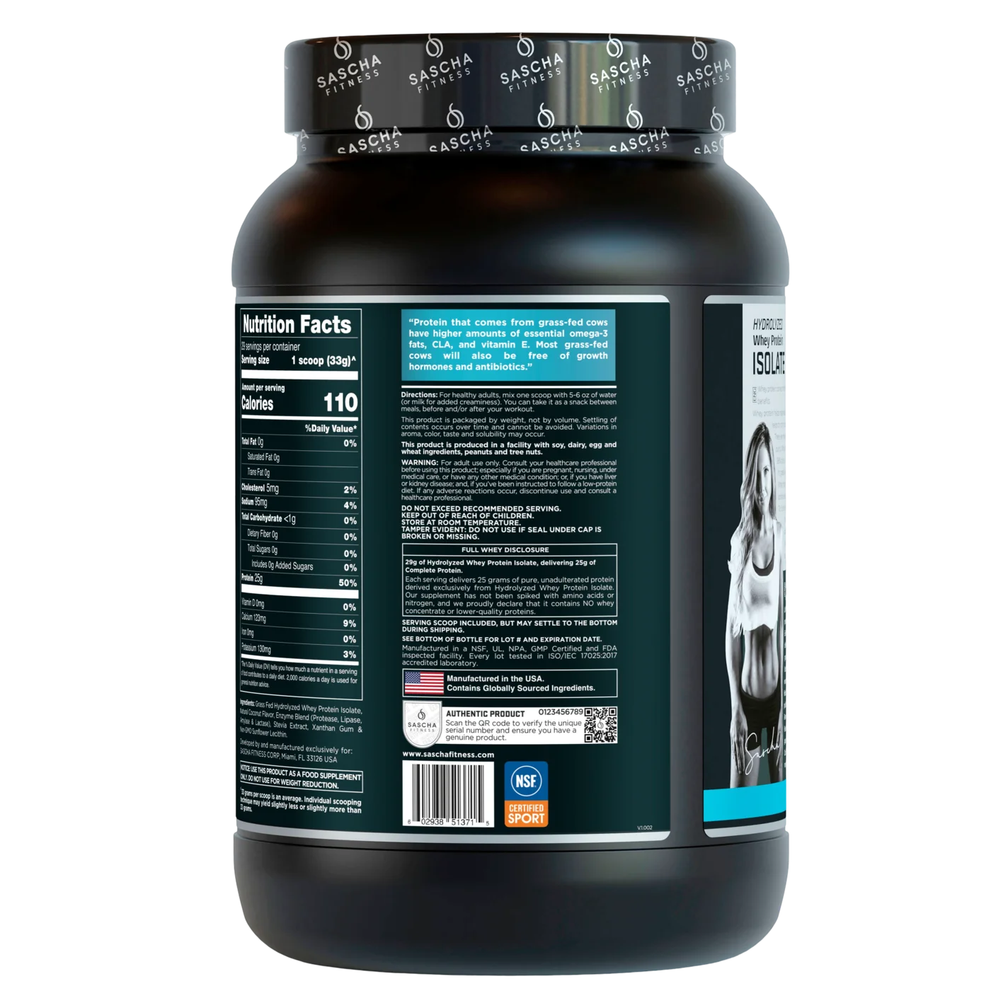 Proteína Sascha Fitness Whey Hidrolizada Isolatada 2 lbs Sabor Coconut