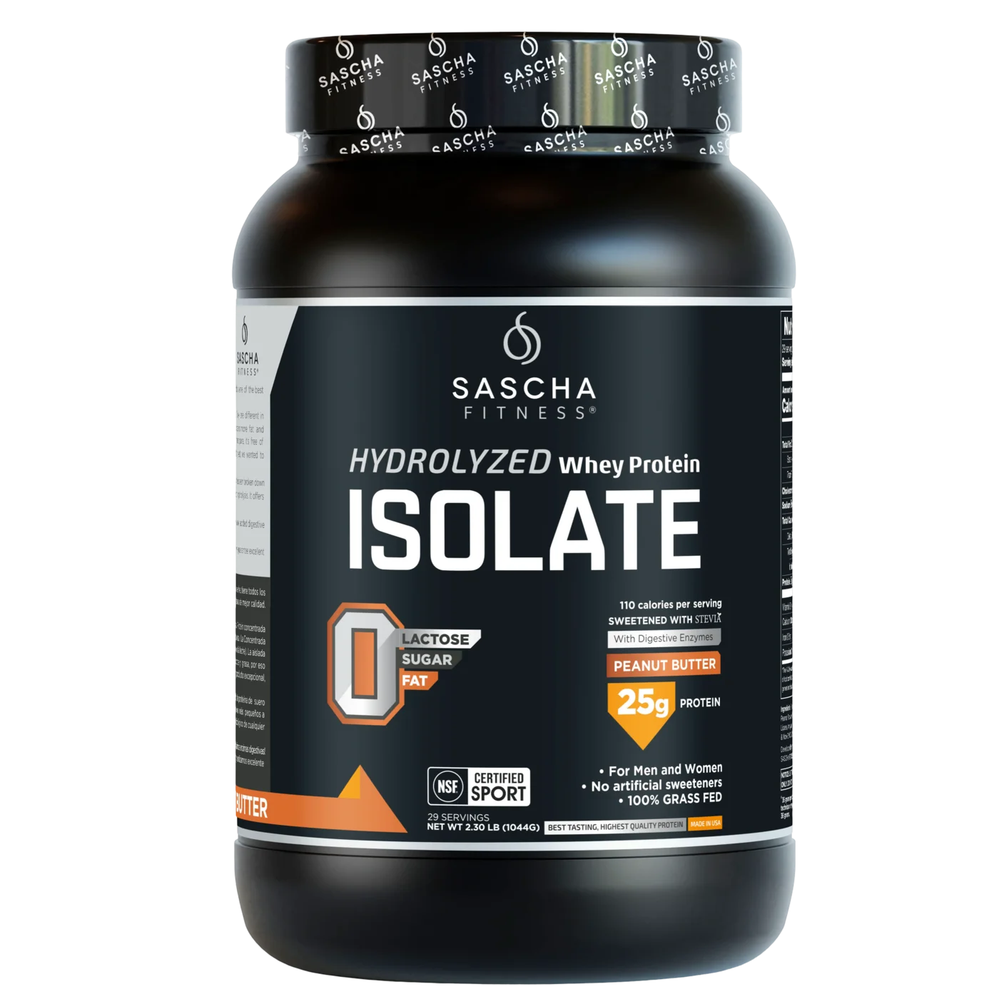 Proteína Sascha Fitness Whey Hidrolizada Isolatada 2 lbs Sabor Peanut Butter