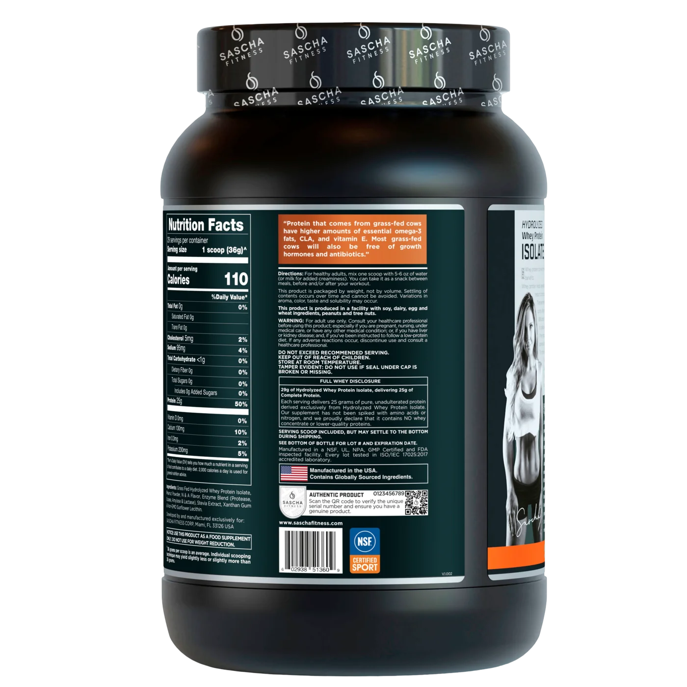 Proteína Sascha Fitness Whey Hidrolizada Isolatada 2 lbs Sabor Peanut Butter