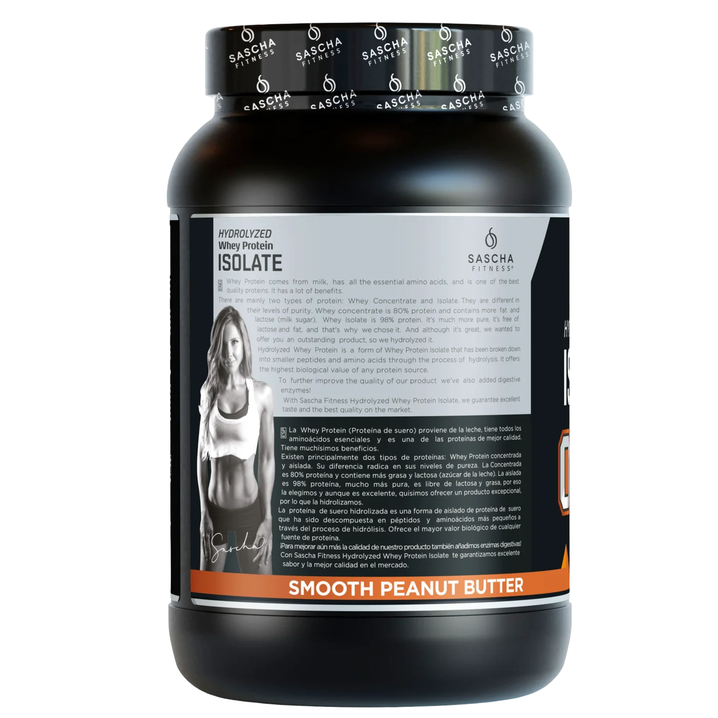 Proteína Sascha Fitness Whey Hidrolizada Isolatada 2 lbs Sabor Peanut Butter